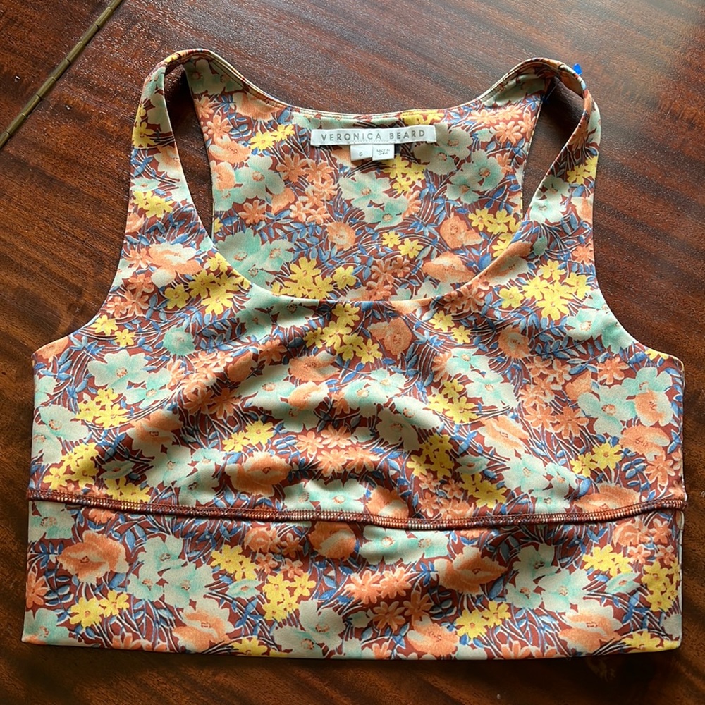 Veronica Beard Malea Floral Print Sports Bra Small
